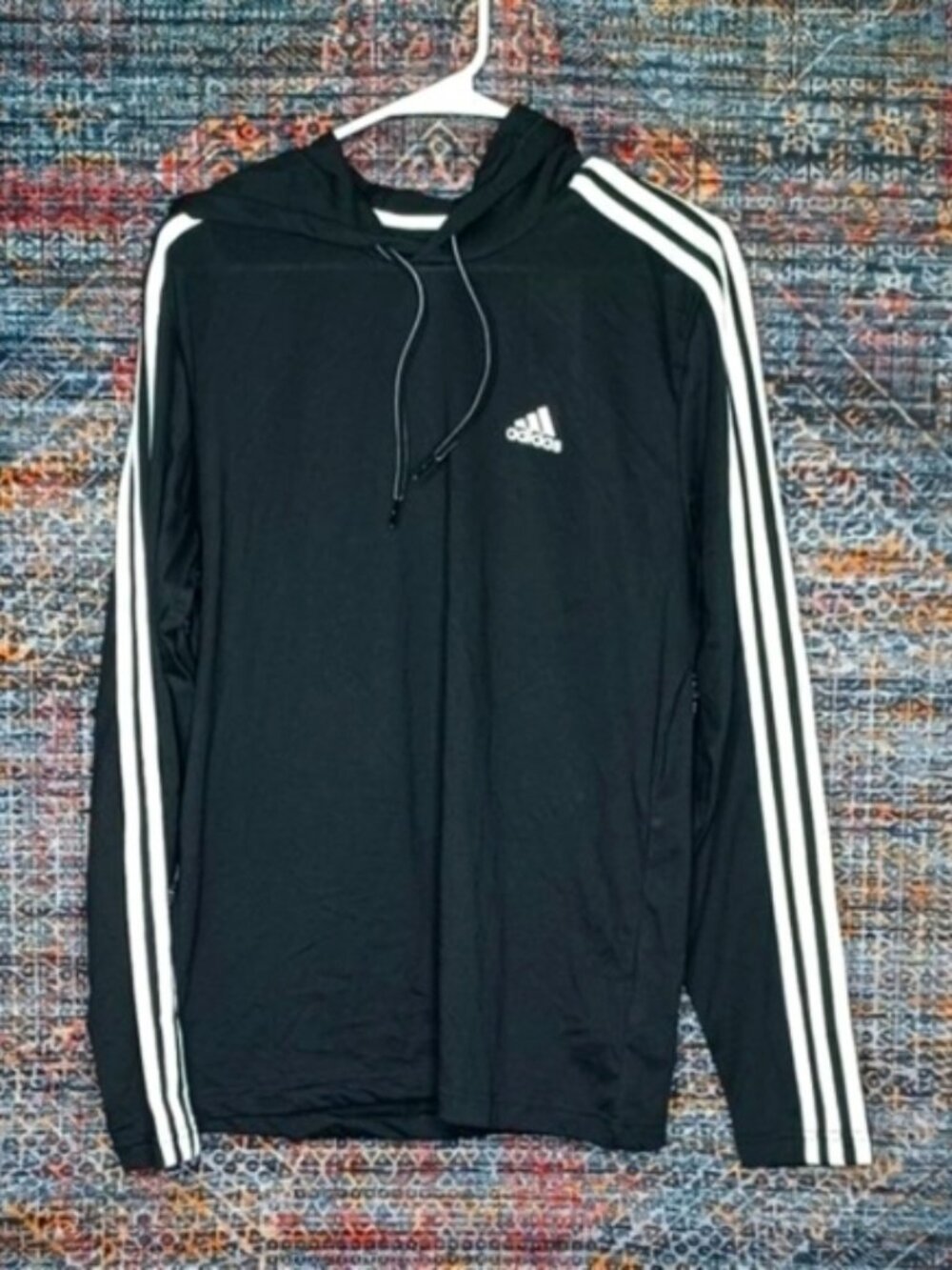 adidas mens black an white stripes lightweight Aeroready Primegreen hoodie M NWT